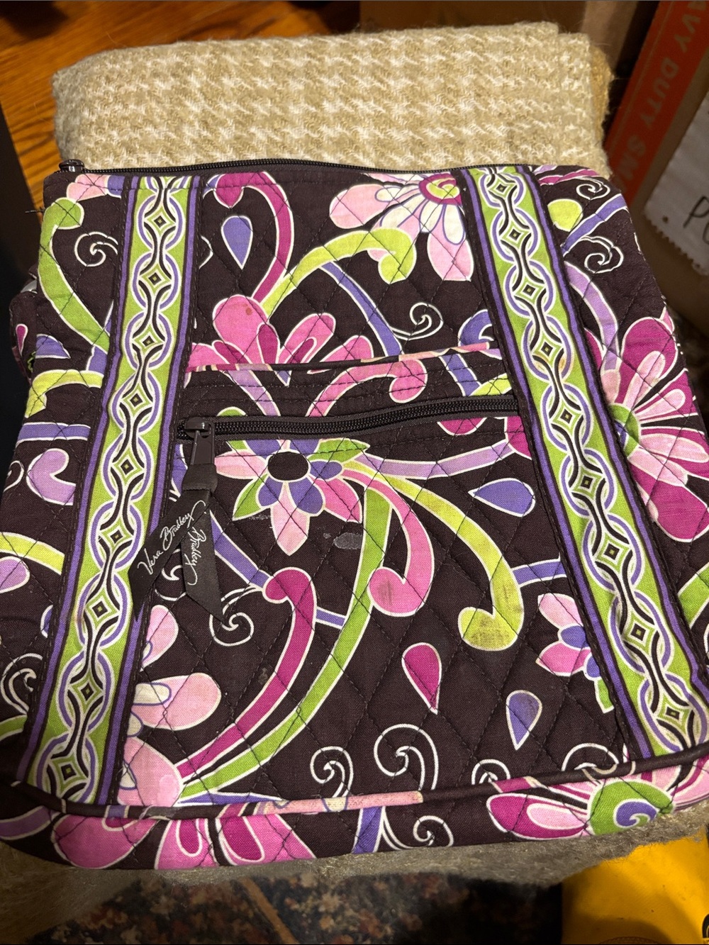 Vera Bradley Quilted Crossbody Bag in Black, Pink, Green, Purple